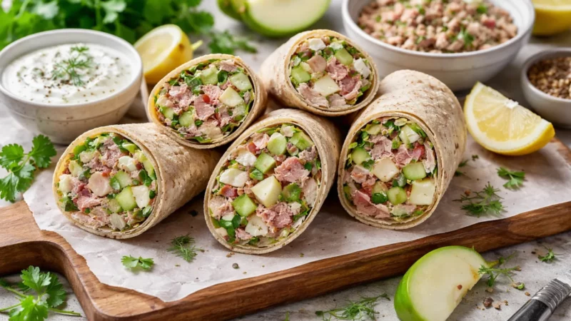 Tuna-Yogurt-Apple Wraps: The Fresh Lunch To-Go (Zero Mayo!)
